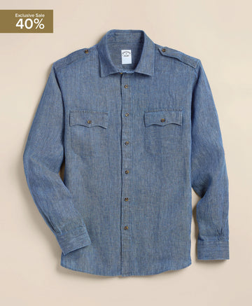 Linen Twill Shirt Jacket - Indigo