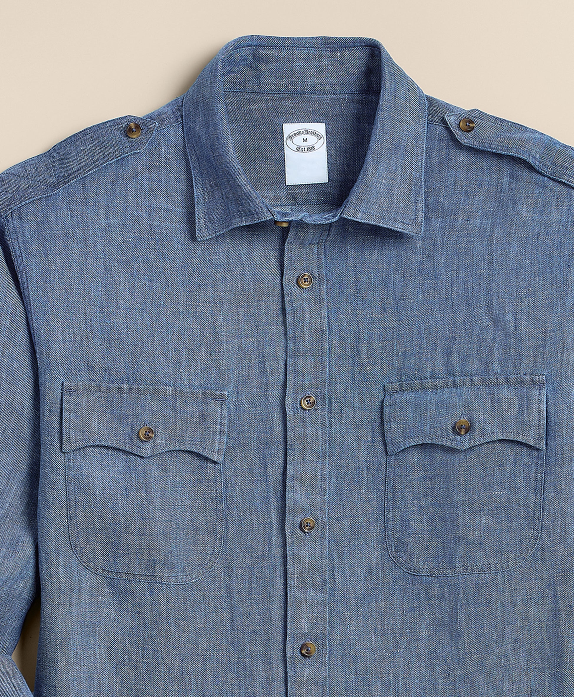 Blue denim shirt with button details