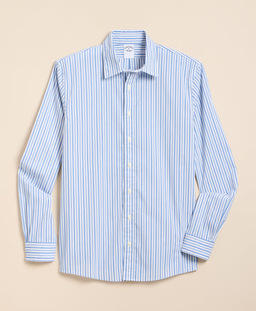 Brooks Brothers men's navy short-sleeve shirt with anchor print.