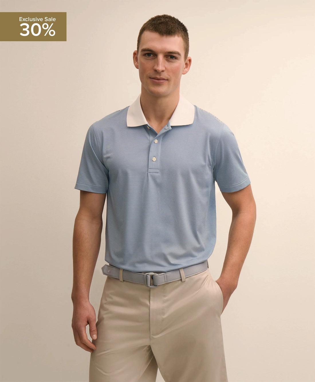 เสื้อโปโล Performance Series ลายริ้วเล็ก ผ้าเจอร์ซีย์