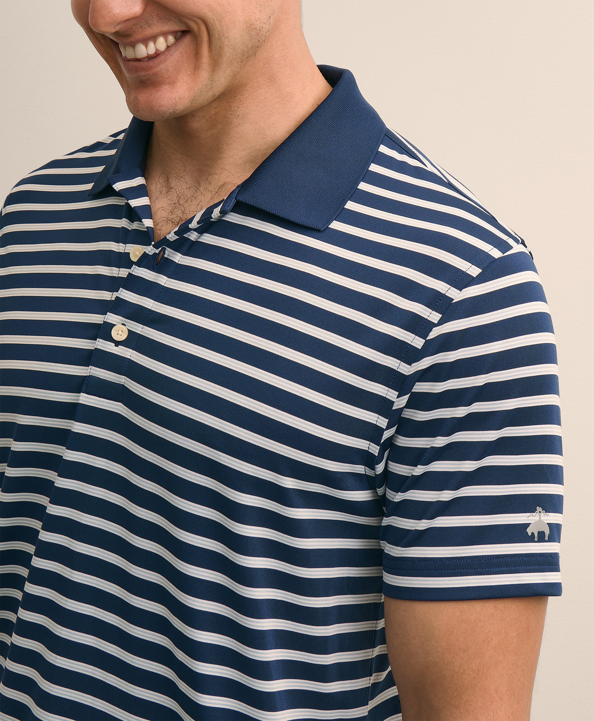 เสื้อโปโล Performance ลาย BB#2 Stripe ผ้ายืด - สีกรมท่า