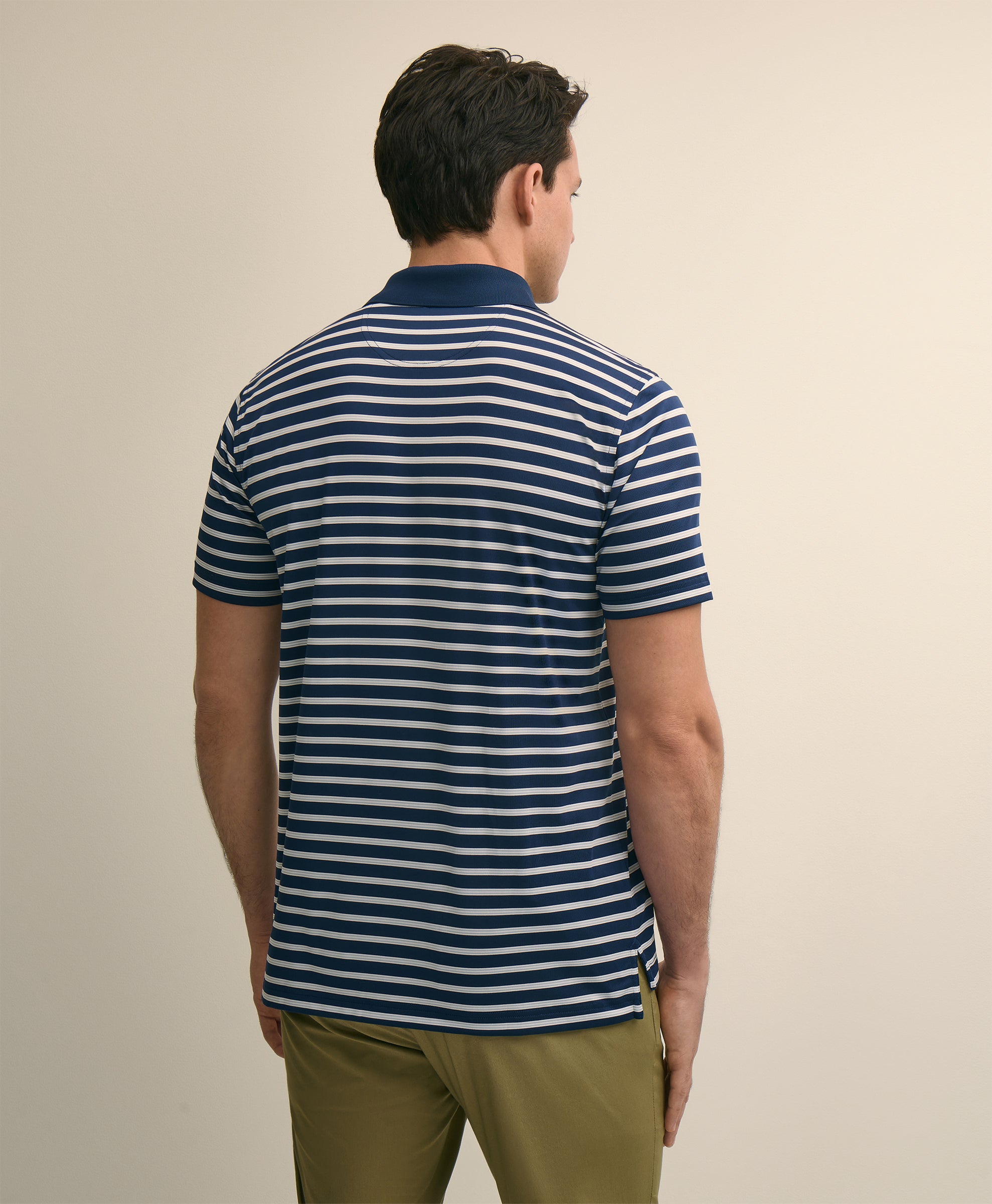 เสื้อโปโล Performance ลาย BB#2 Stripe ผ้ายืด - สีกรมท่า