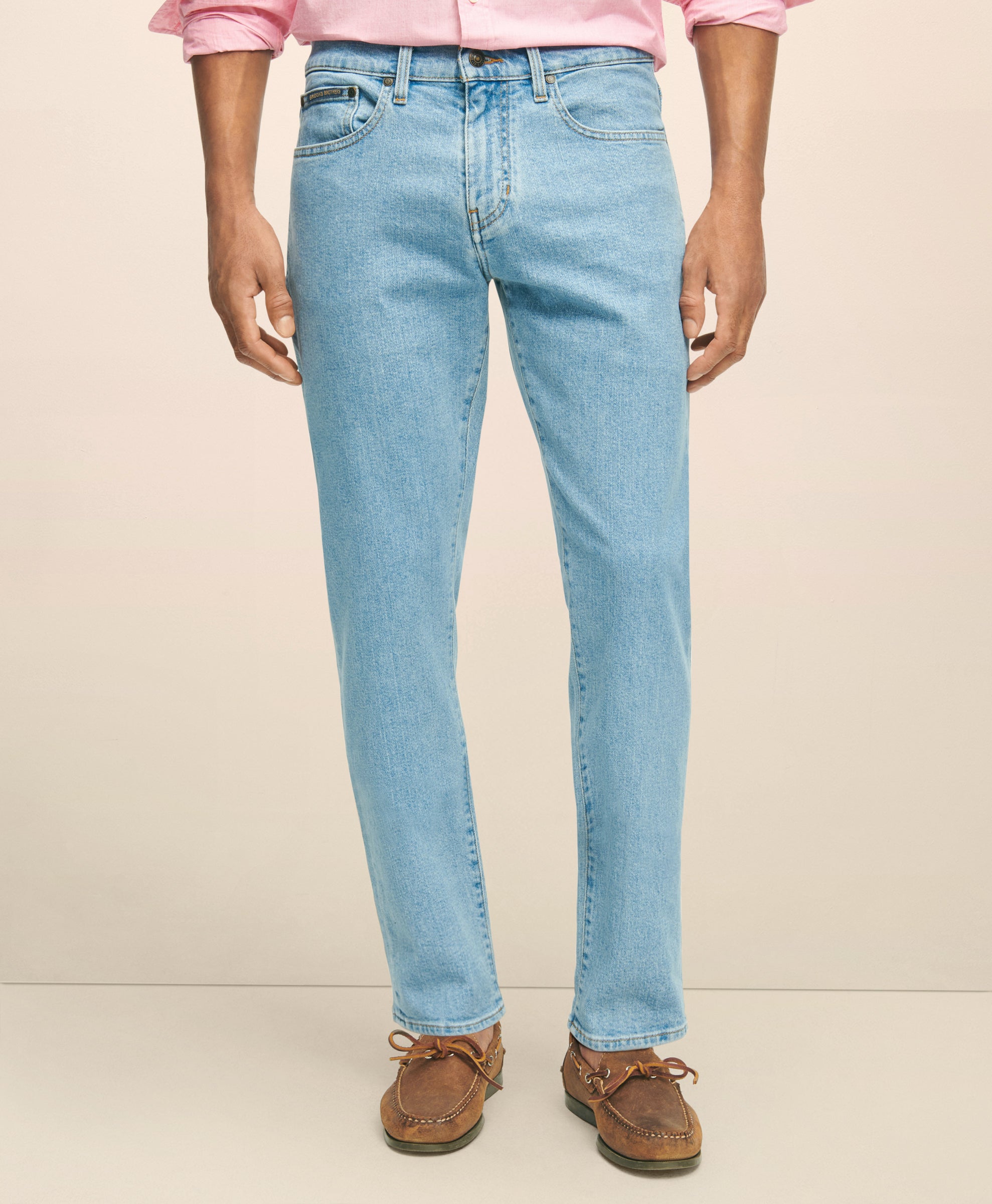 Light blue jeans worn by a person