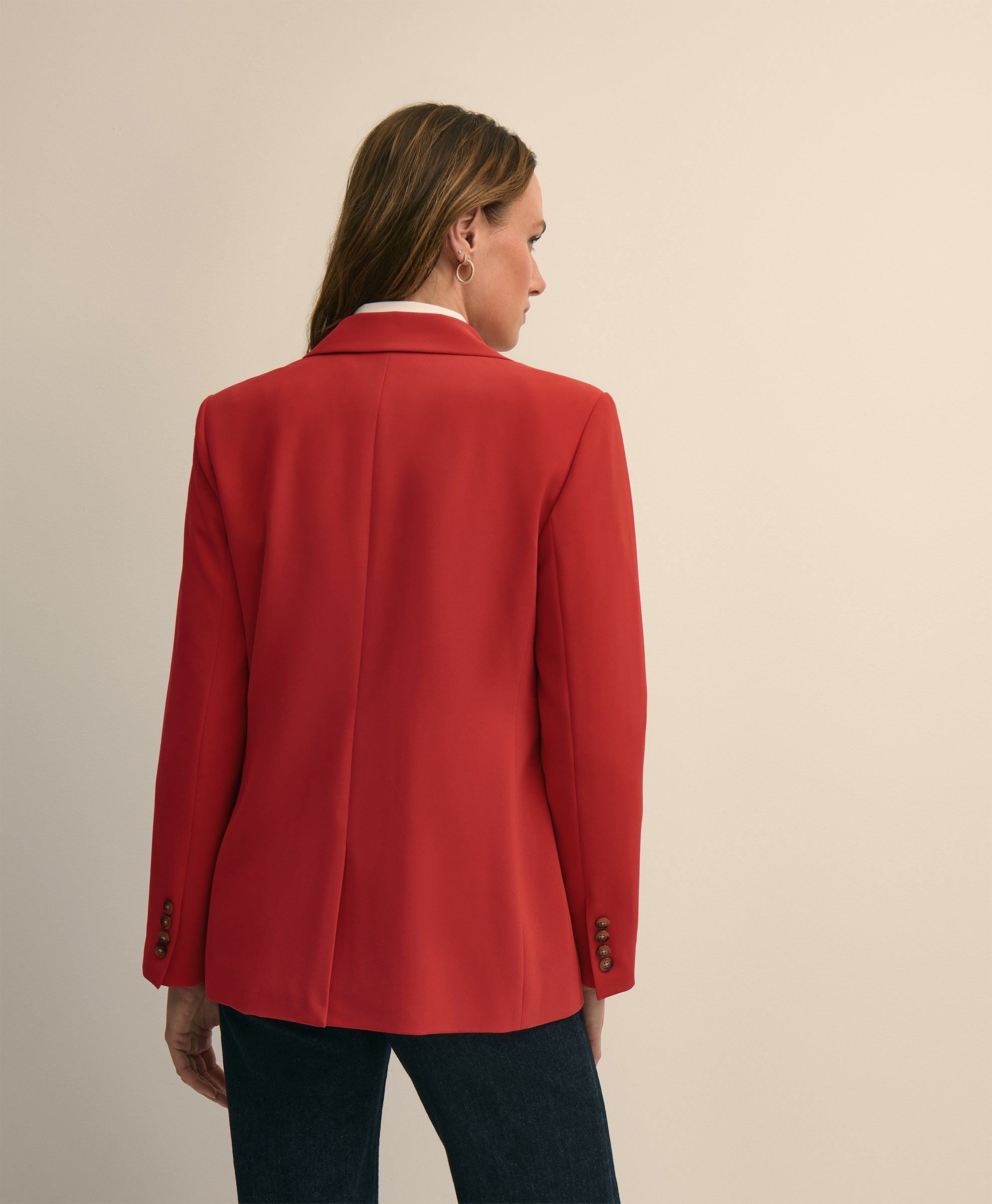 Crepe Relaxed-Fit Jacket - Red Blazer