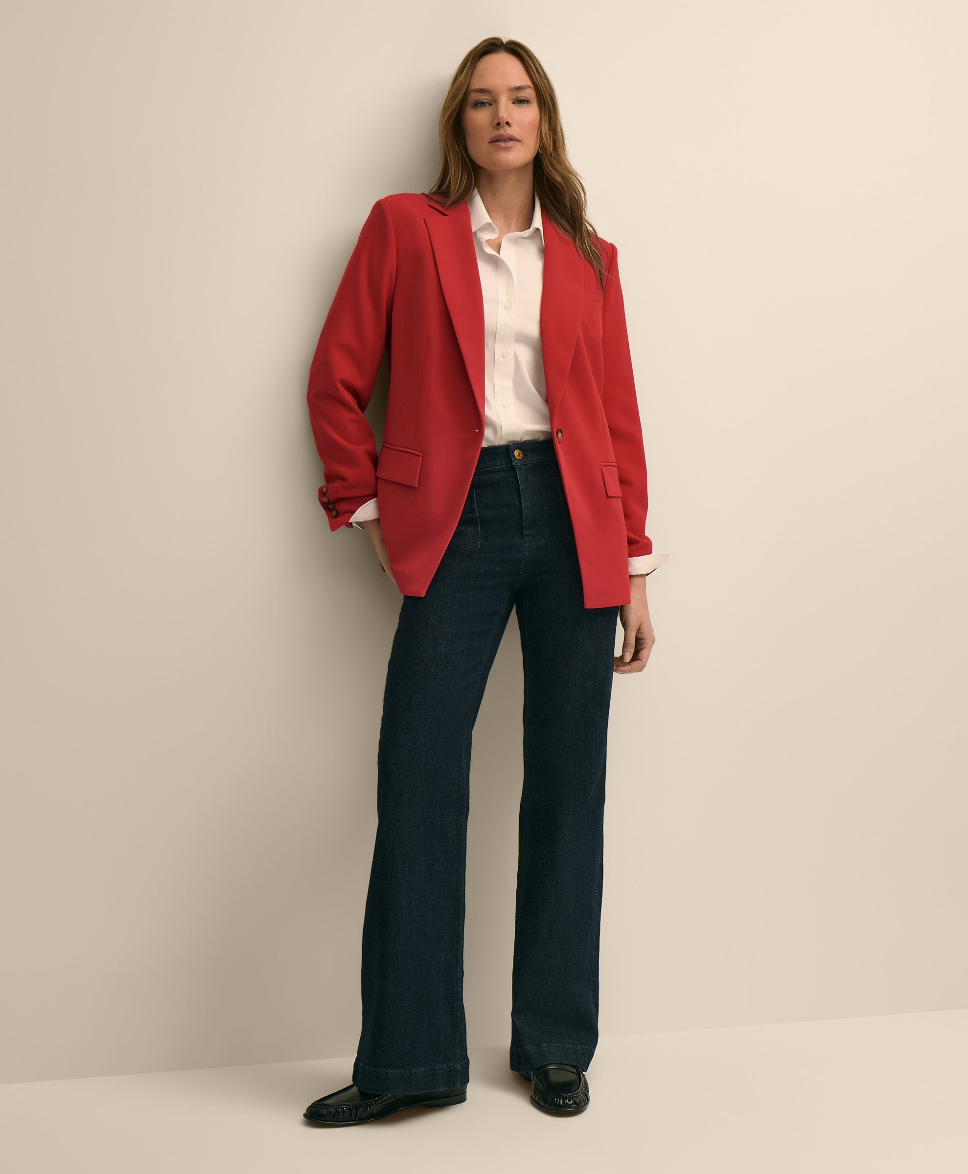 Crepe Relaxed-Fit Jacket - Red Blazer