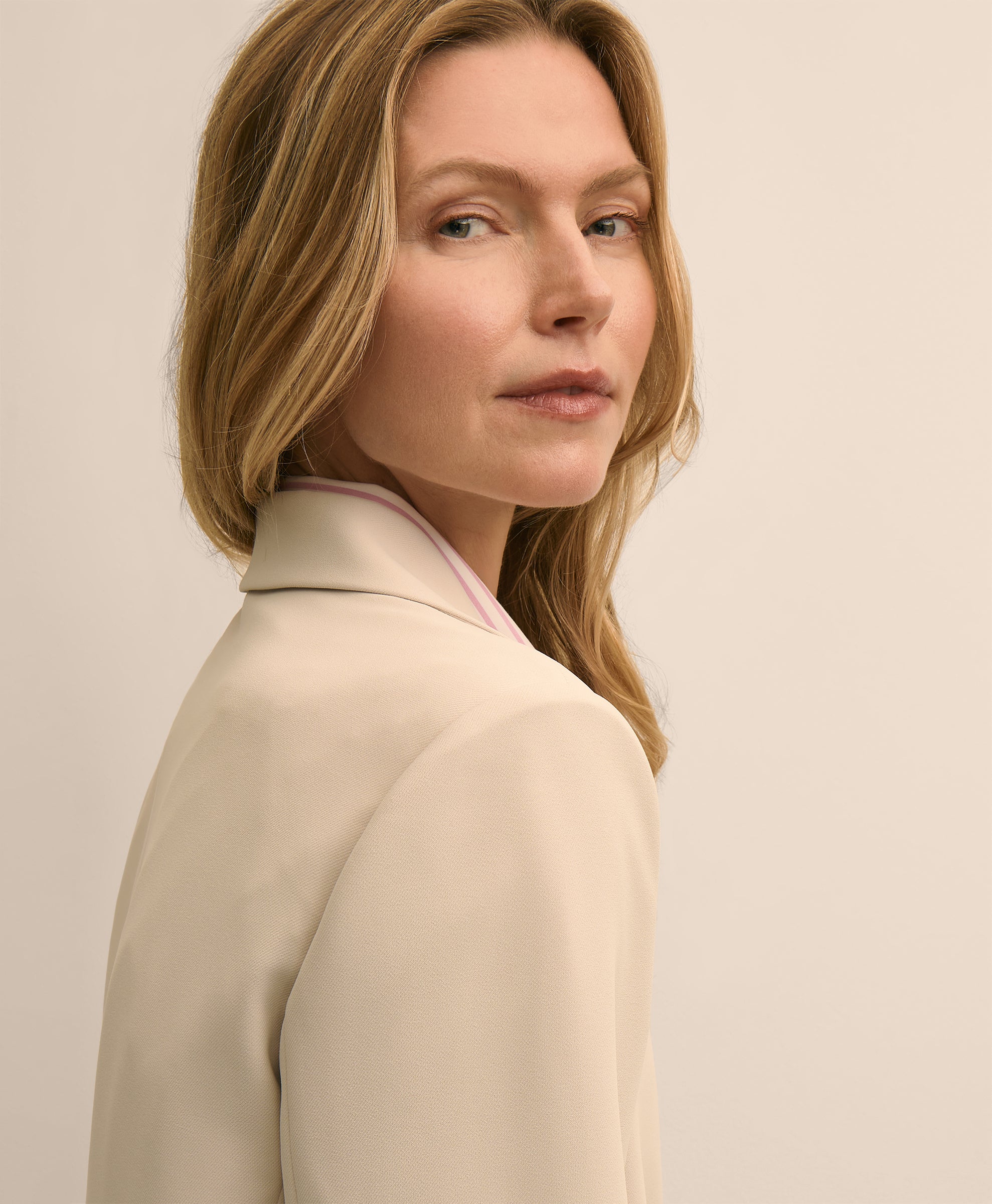 Crepe Relaxed Fit Jacket - Pumice Stone