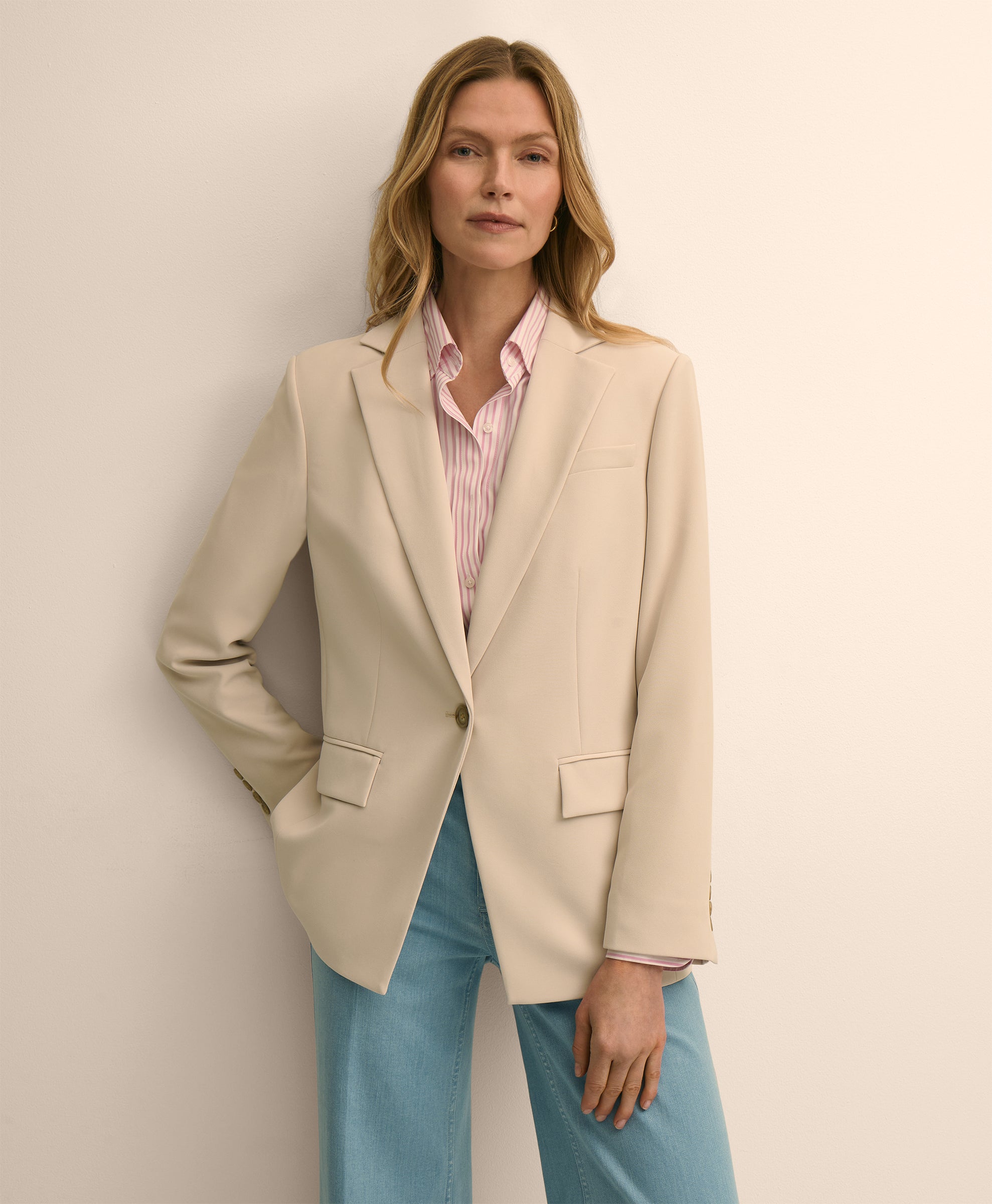 Crepe Relaxed Fit Jacket - Pumice Stone