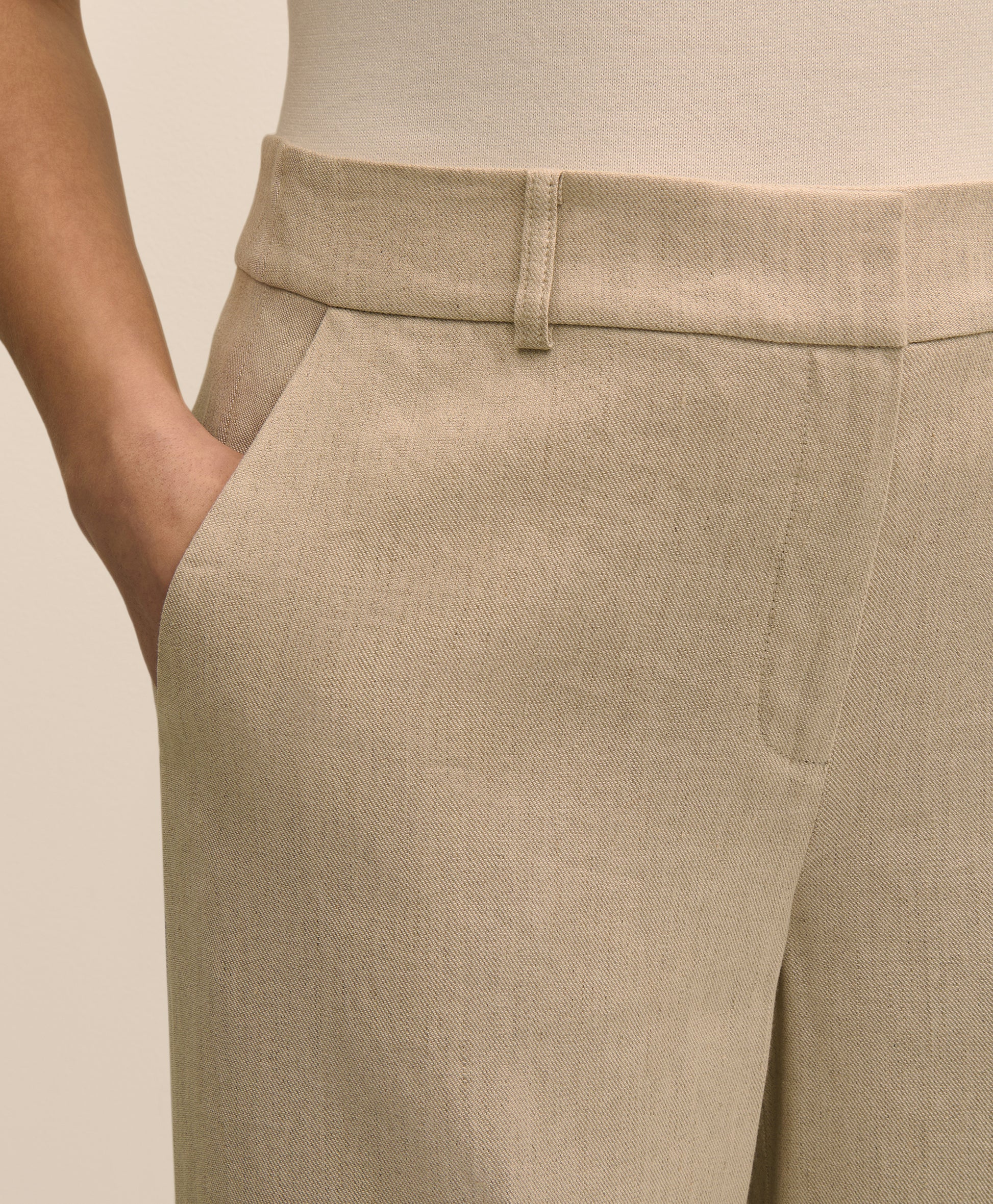 Close-up of beige pants