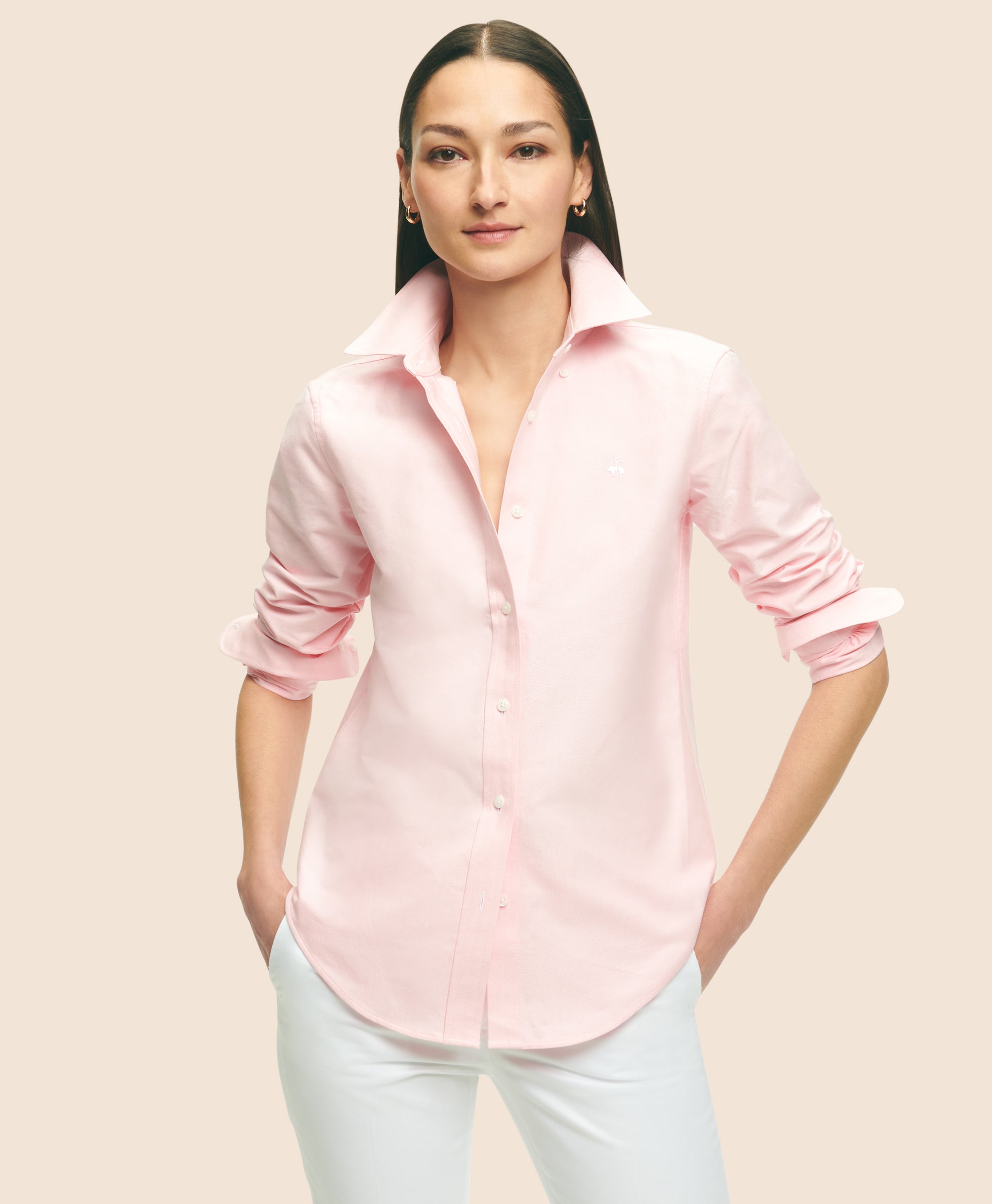เสื้อเชิ้ต Oxford ผ้าคอตตอน สตรี  ทรงคลาสสิก 