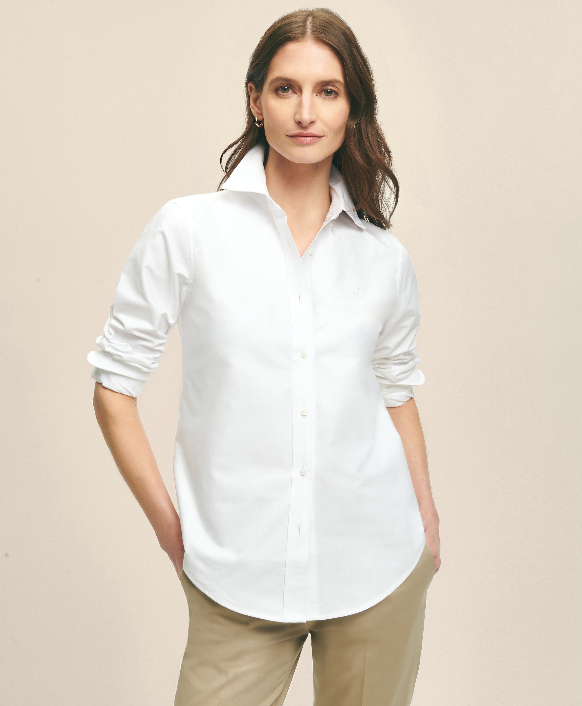 เสื้อเชิ้ต Oxford ผ้าคอตตอน สตรี  ทรงคลาสสิก 